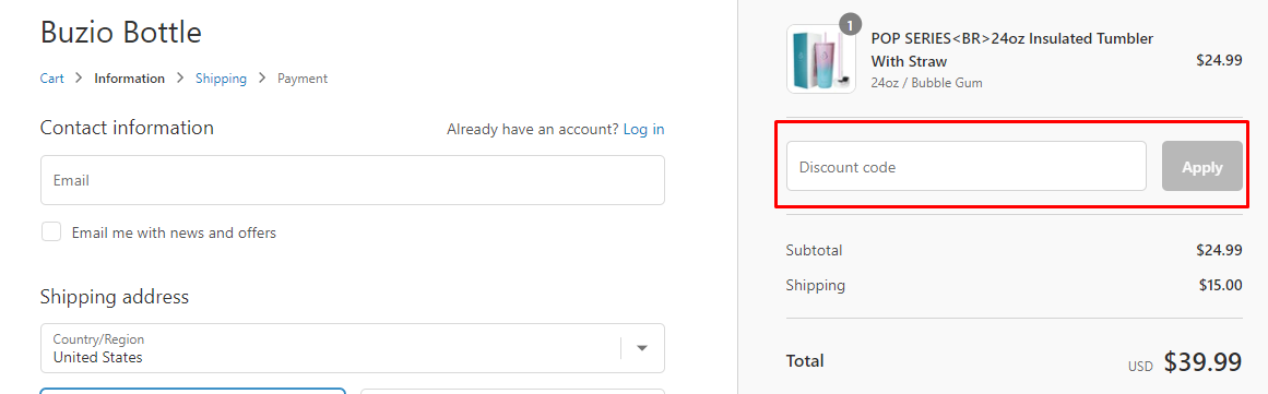 How do I use my Buzio coupon code?