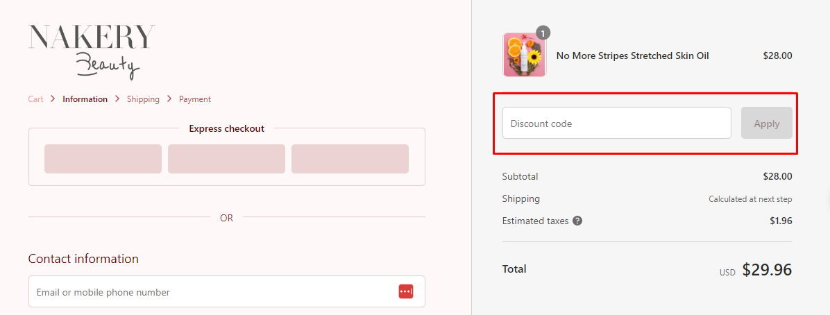 How do I use my Nakery Beauty discount code?
