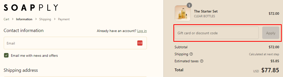 How do I use my Soapply discount code?