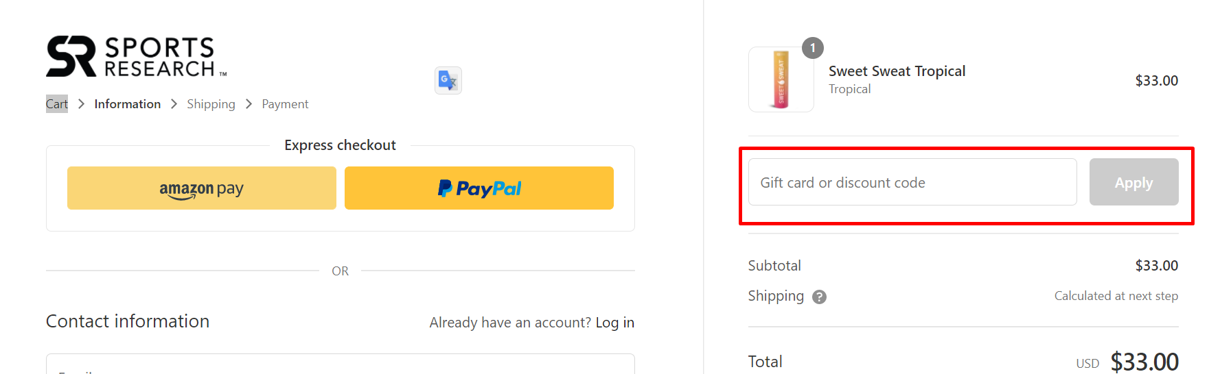 How do I use my Sports Research discount code?