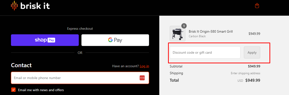 How do I use my Brisk It discount code?