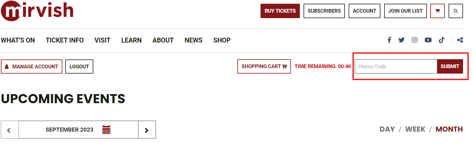 How do I use my Mirvish discount code?