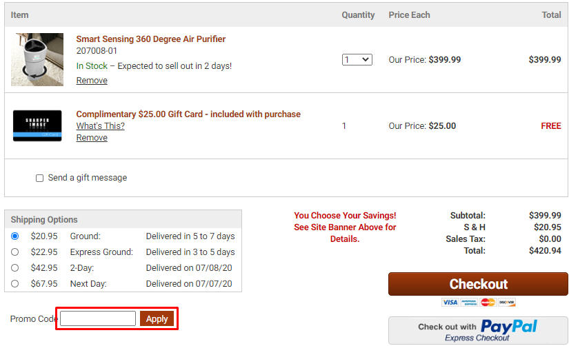 How do I use my Sharper Image promo code?