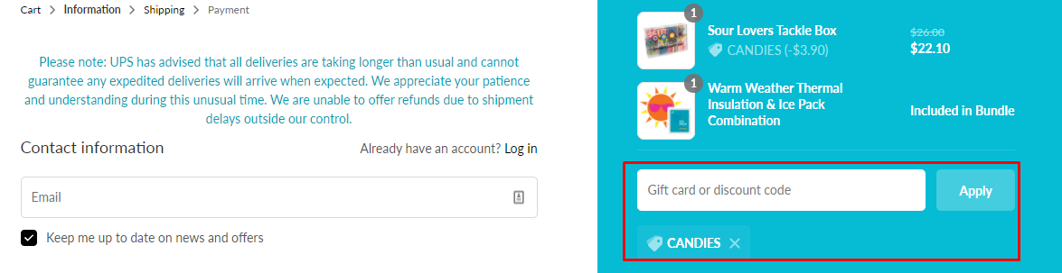 How do I use my Dylan's Candy Bar discount code?