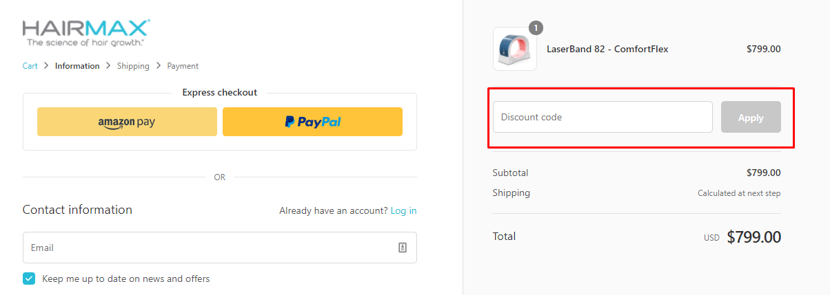 How do I use my HairMax discount code?