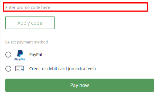 A highlighted box is where you enter a Hoppa promo code