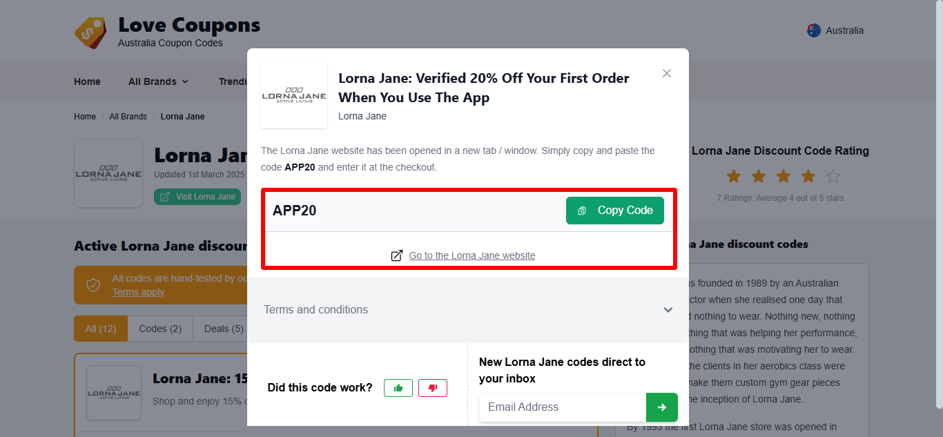 Love Coupons Lorna Jane discount code that you need to copy and use later