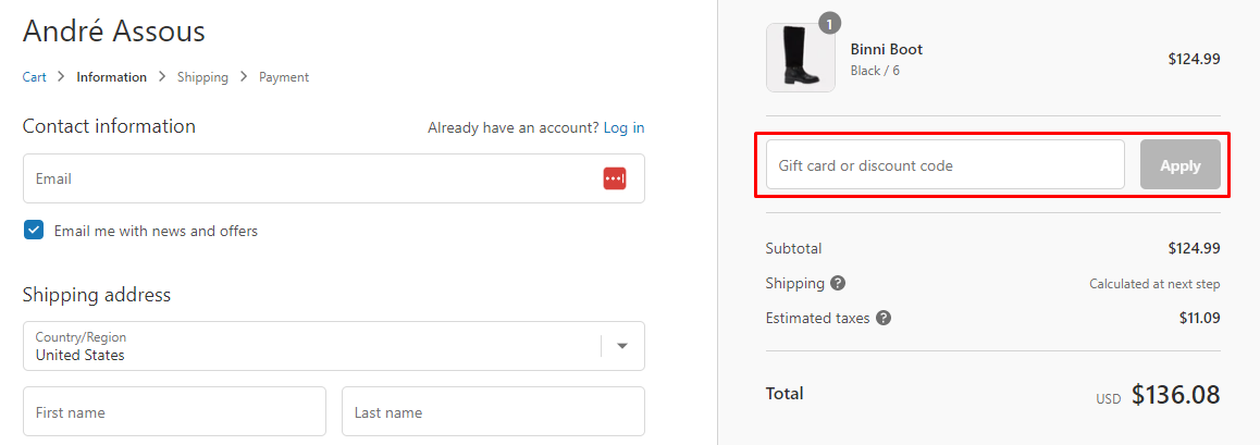 How do I use my Andre Assous discount code?