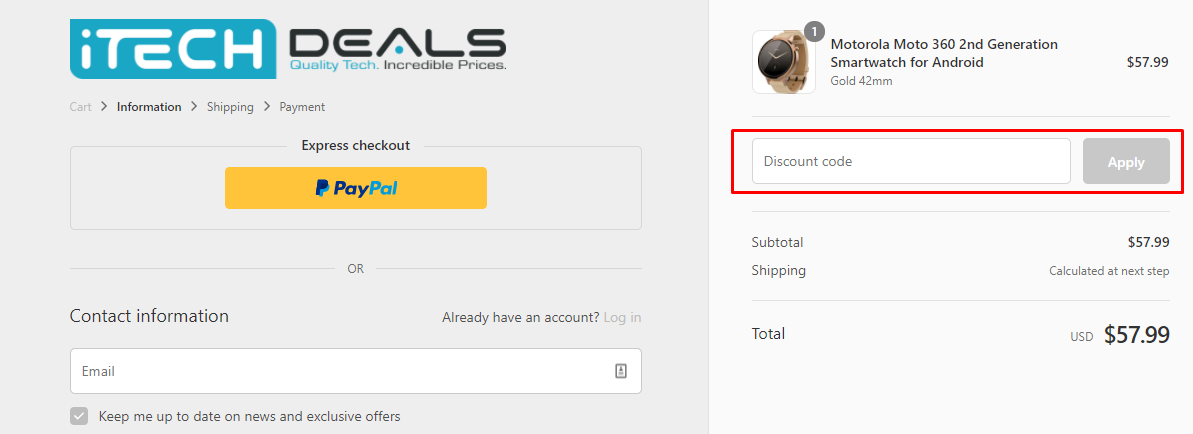 How do I use my iTech Deals discount code?