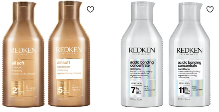 Vier Shampoo-Flaschen von LOOKFANTASTIC in jeweils goldenen und silbernen Farben