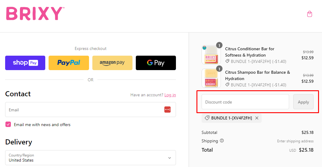 How do I use my BRIXY discount code?