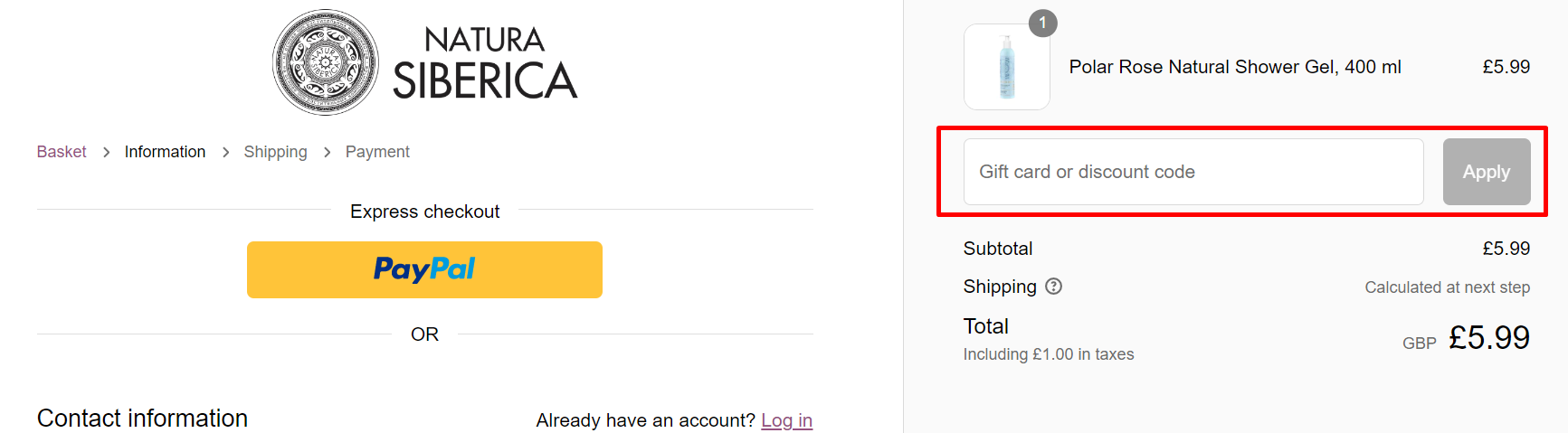 How do I use my Natura Siberica discount code?