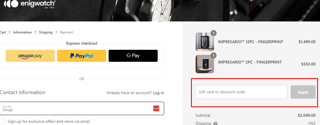 How do I use my Enigwatch discount code?