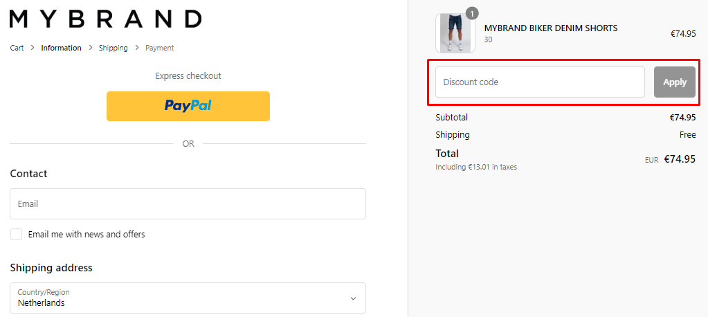 How do I use my My Brand discount code?