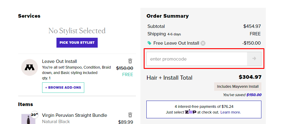 How do I use my Mayvenn promo code?