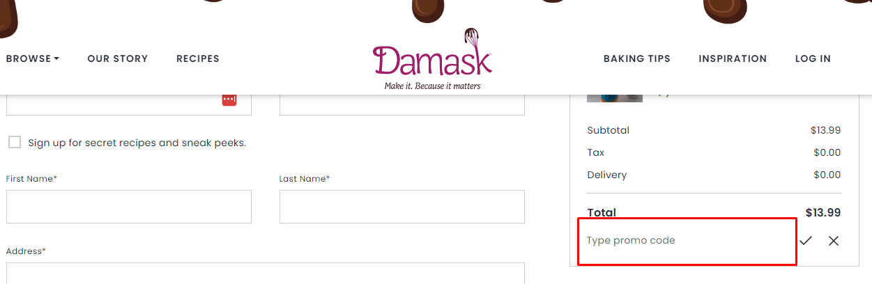 How do I use my Damask promo code?