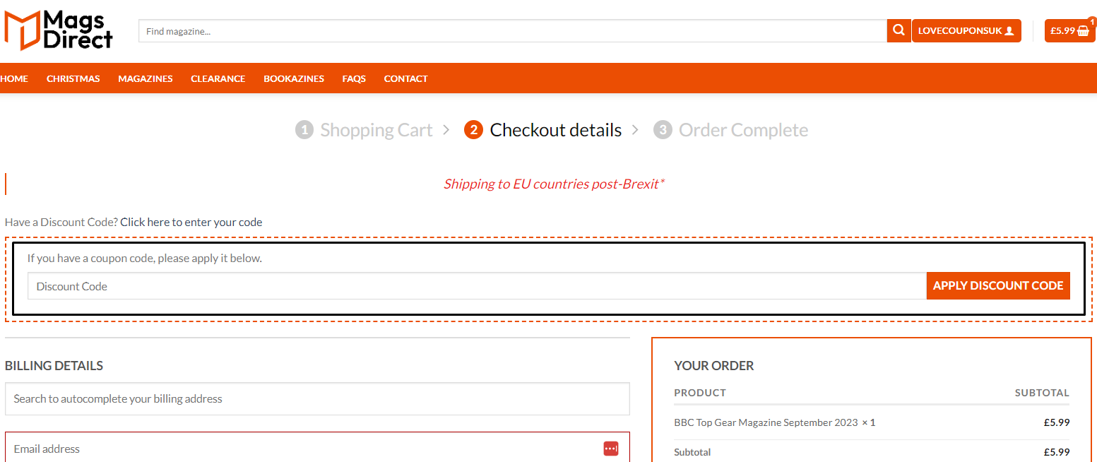 How do I use my Mags Direct discount code?