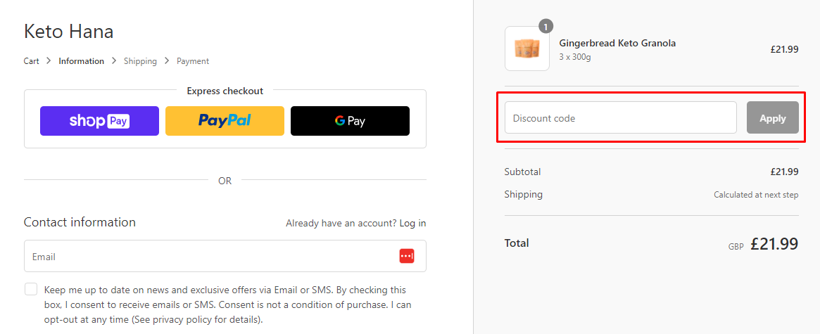 How do I use my Keto Hana discount code?