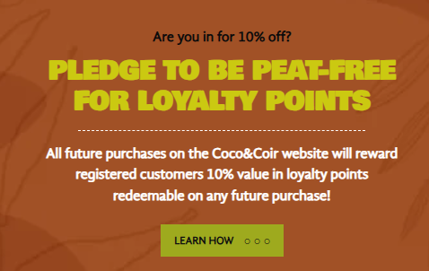 The Coco & Coir loyalty program information and sign up page