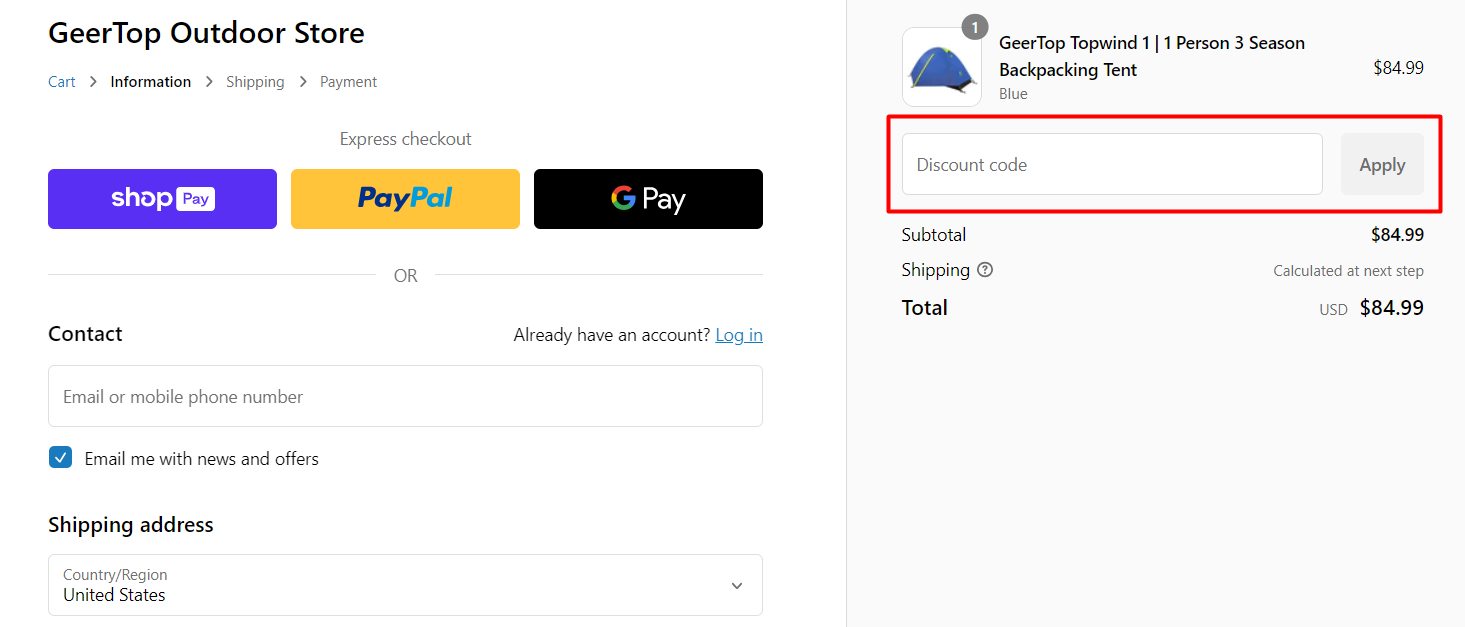How do I use my GeerTop discount code?