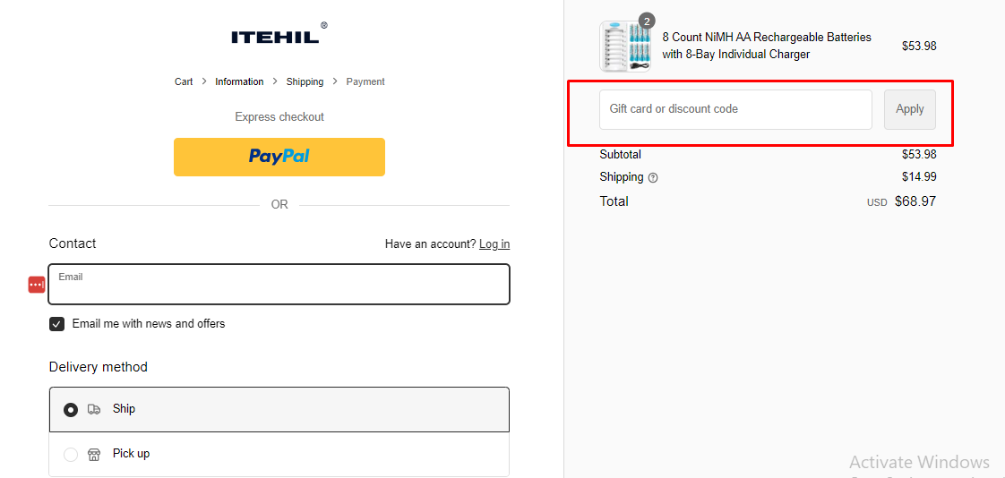How do I use my Itehil discount code?