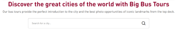 The Big Bus Tours page and the search bar