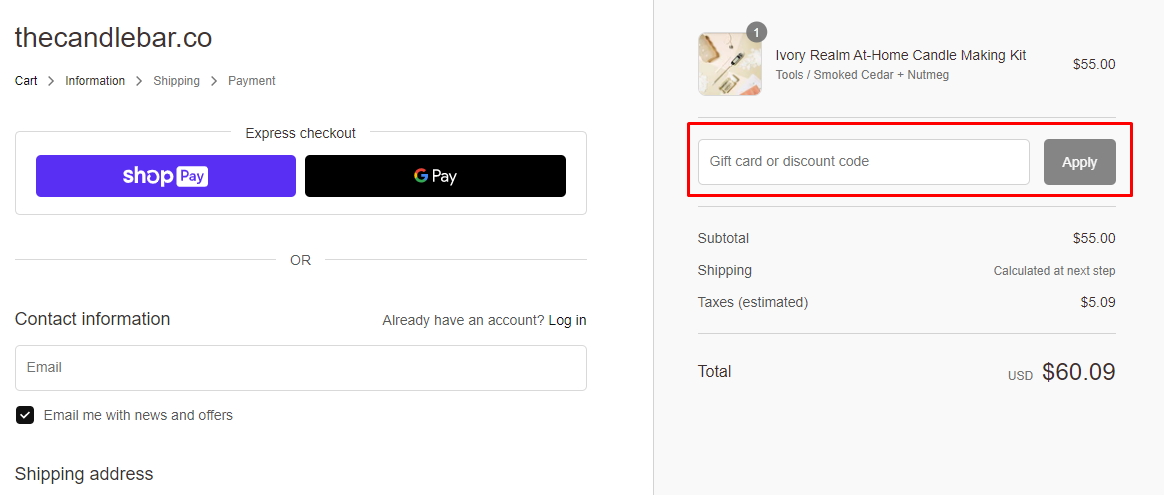 How do I use my Paddywax Candle Bar discount code?