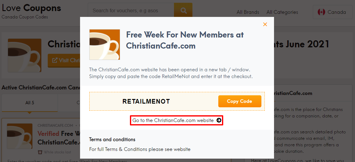 ChristianCafe.com Offer CA