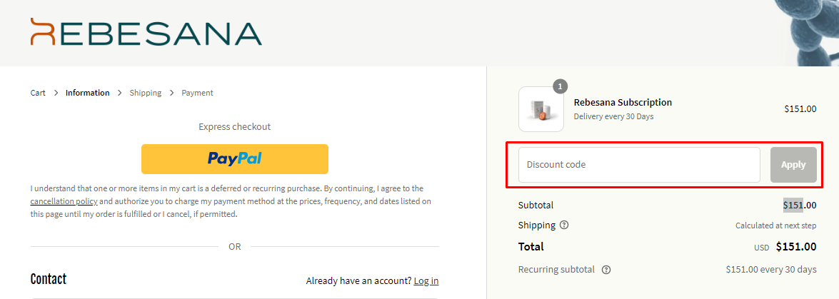 How do I use my Rebesana discount code?