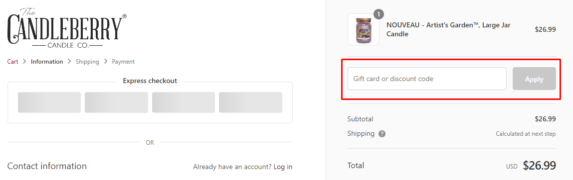 How do I use my The Candleberry Candle Co discount code?