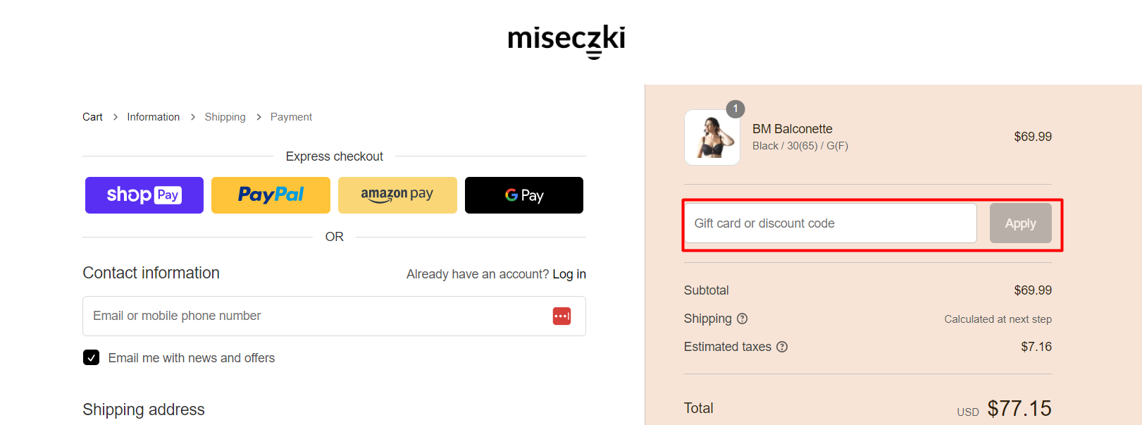 How do I use my Miseczki discount code?