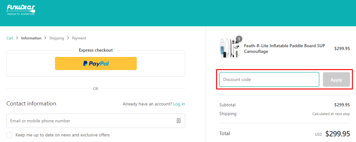 How do I use my Funwater discount code?
