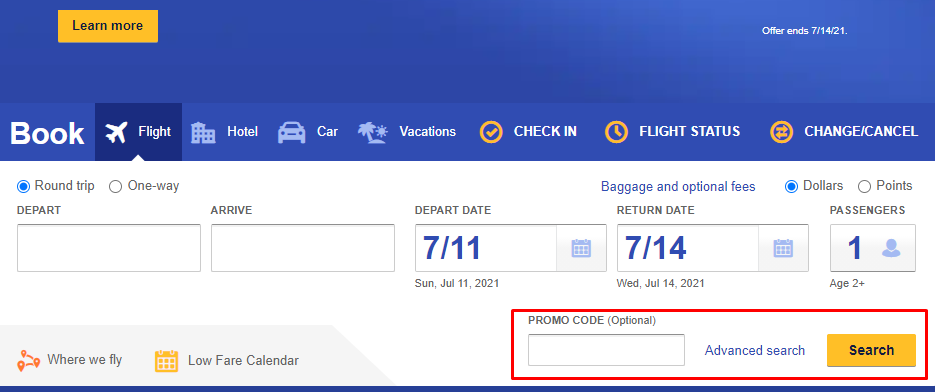 How do I use my Southwest Airlines discount code?