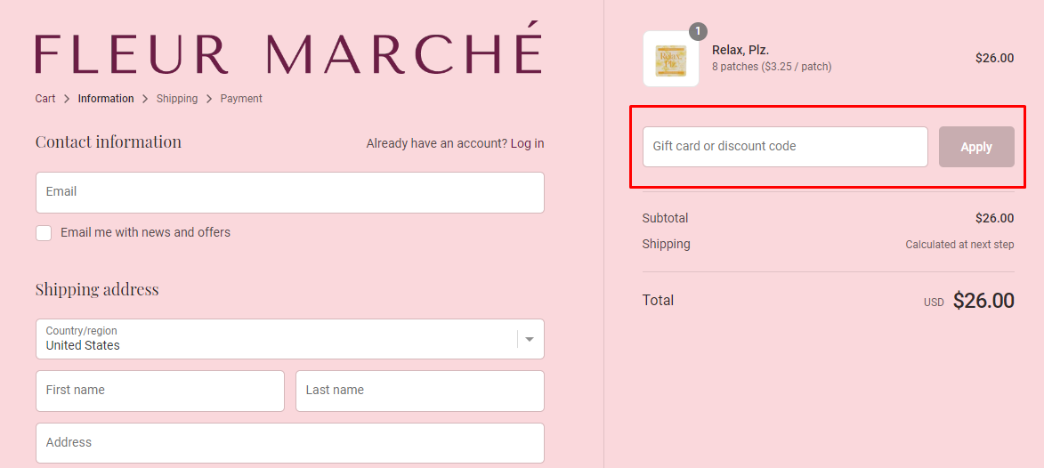 How do I use my Fleur Marché discount code?