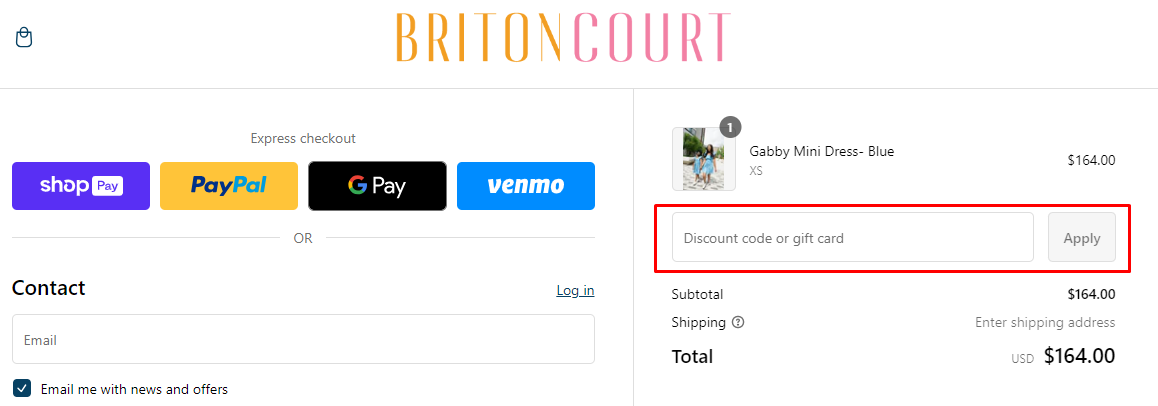 How do I use my Briton Court discount code?