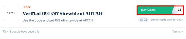 A red box will reveal the ARTAH voucher code