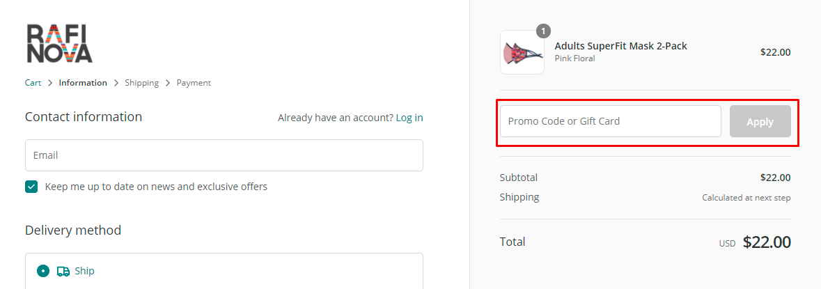 How do I use my Rafi Nova promo code?