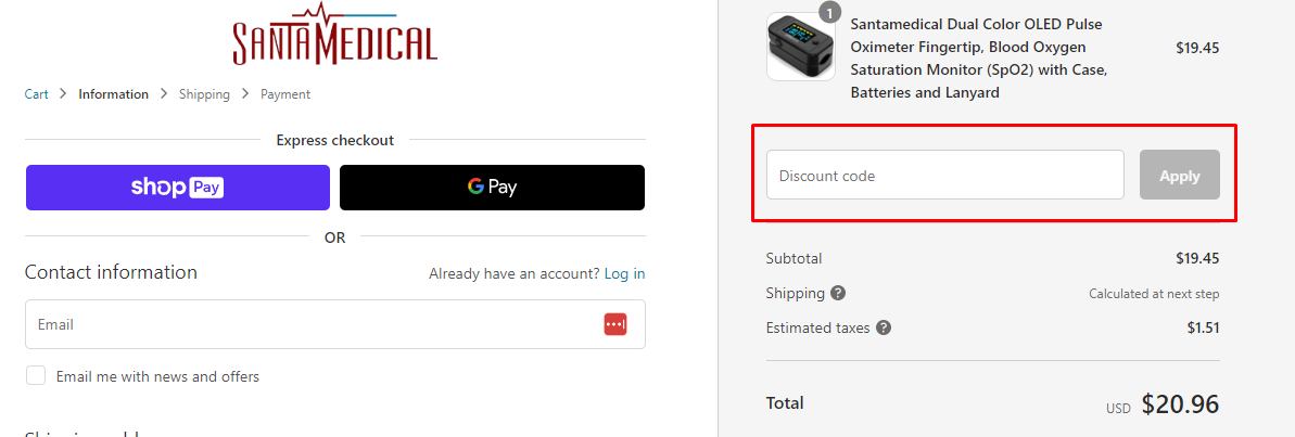 How do I use my Santa Medical discount code?