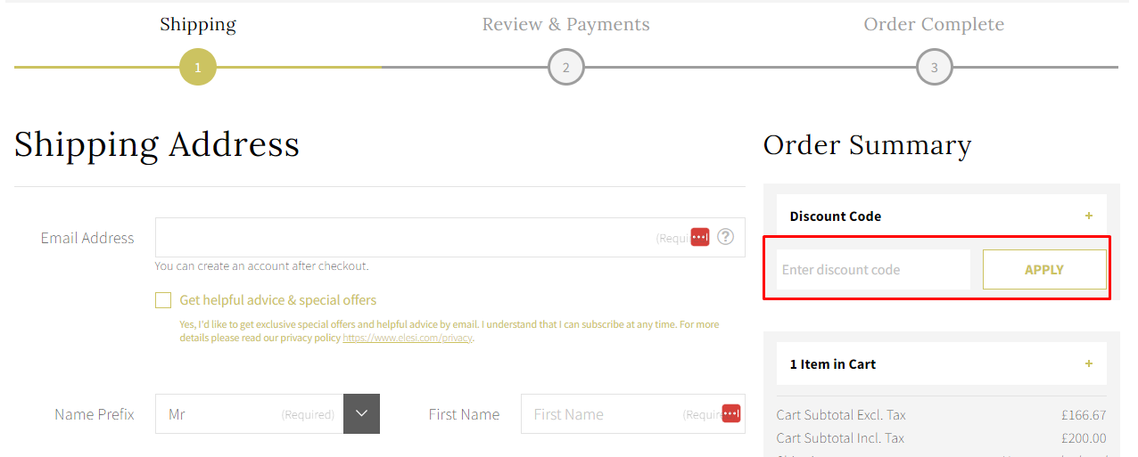 How do I use my Elesi discount code?
