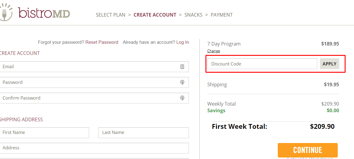 How do I use my bistroMD discount code?