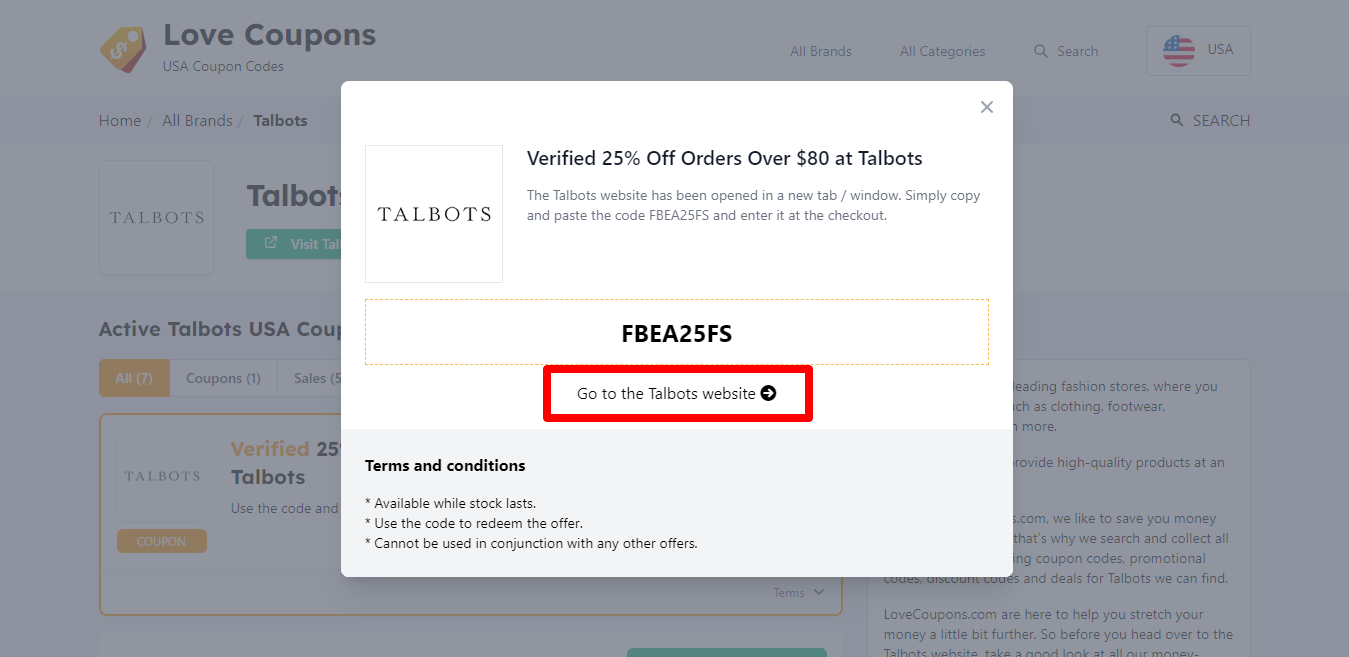 Talbots website