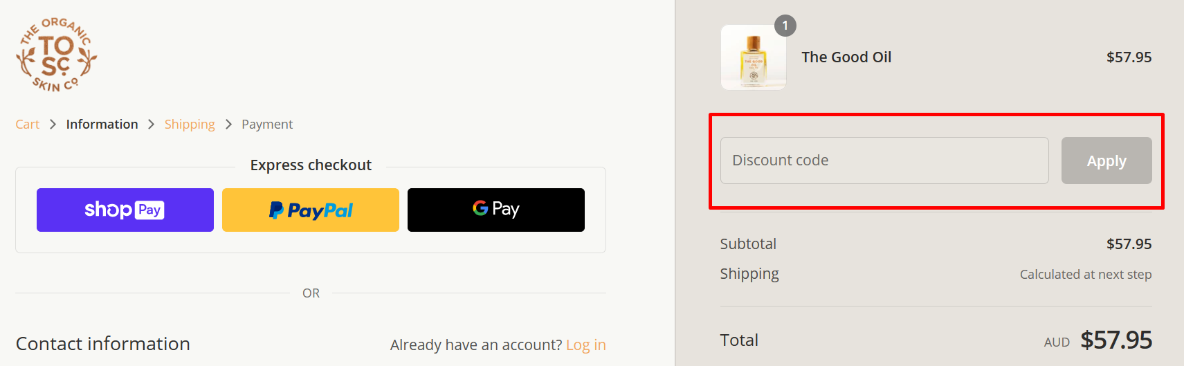 How do I use my The Organic Skin Co discount code?