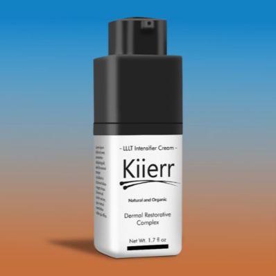 Black and white bottle of the Kiierr dermal restorstive hair growth cream