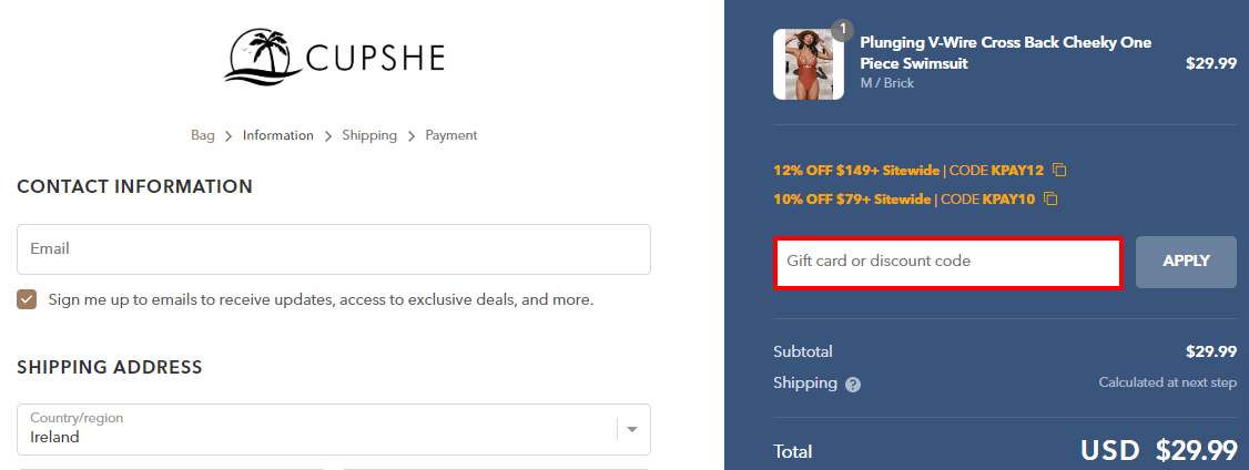 Cupshe discount code