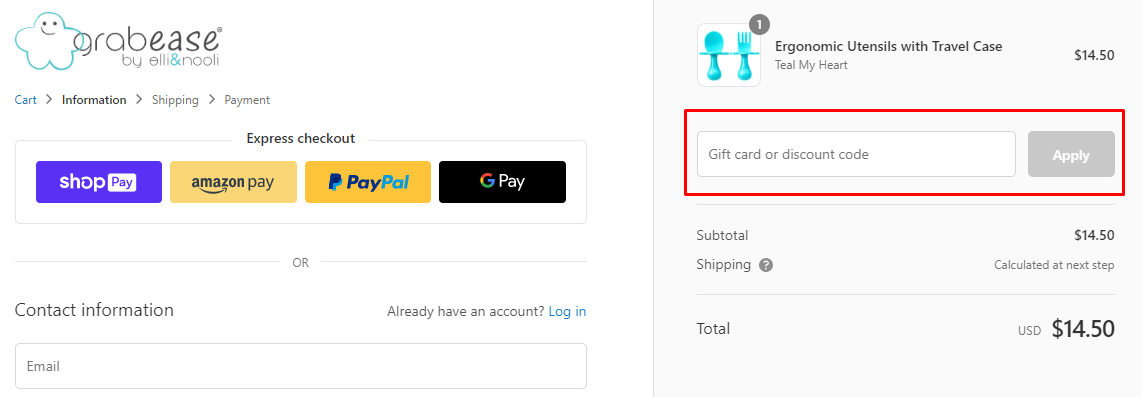 How do I use my grabease discount code?