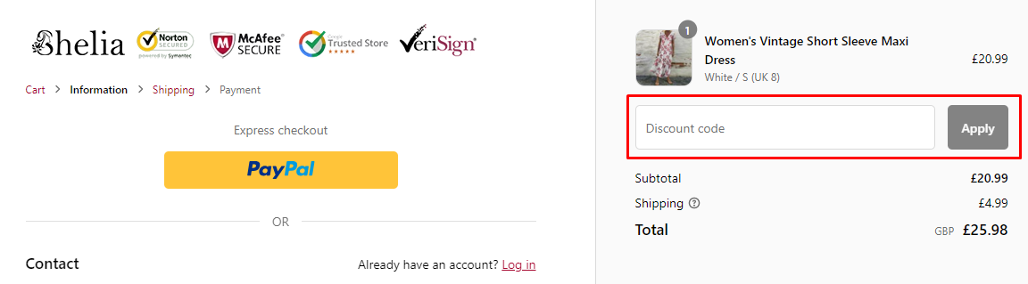 How do I use my Shelia discount code?