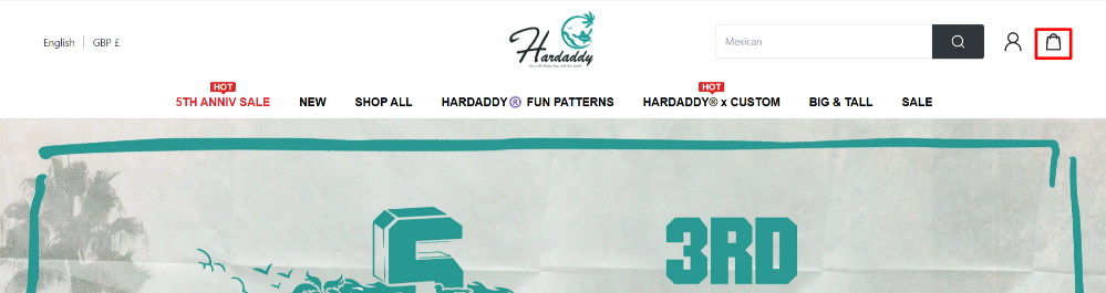 The Hardaddy homepage and shopping categories.