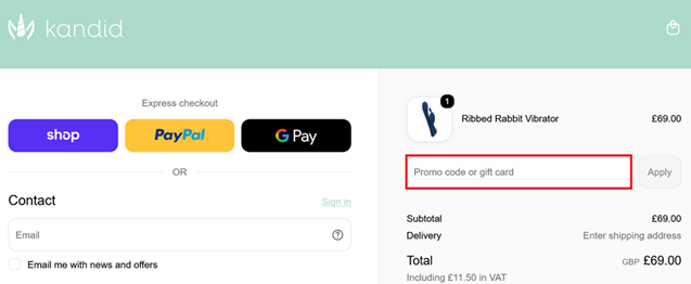 Image showing the Kandid checkout page