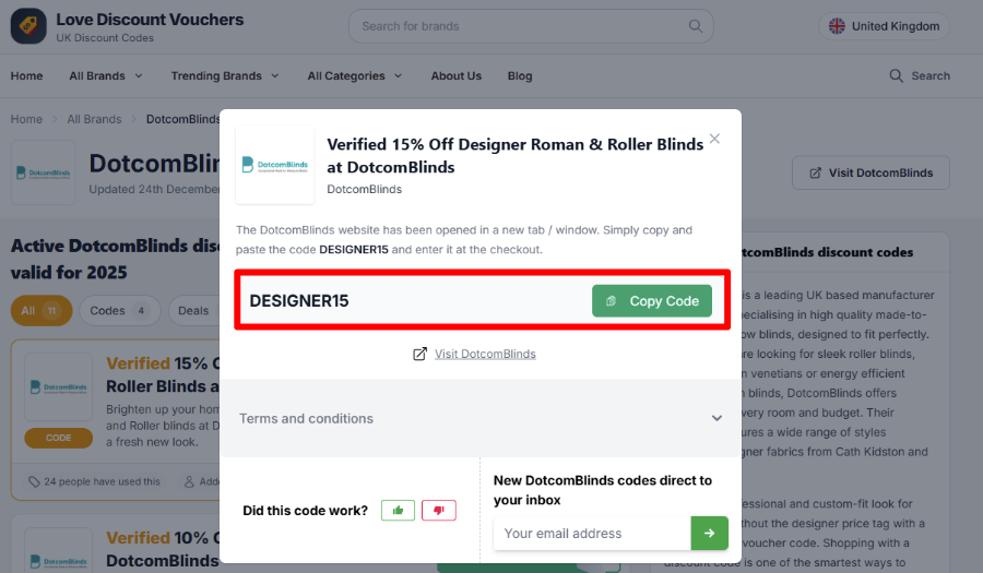 Copy your code and start shopping