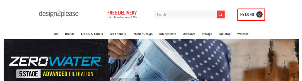 A Design2Please shopping page with different shopping categories